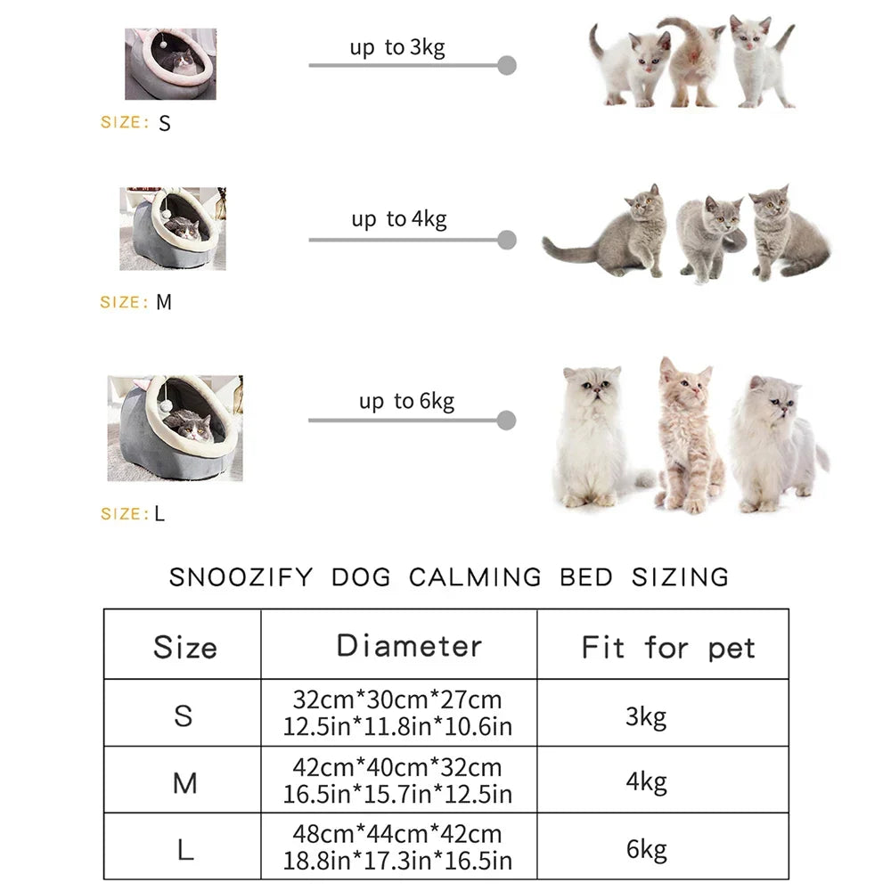Four Seasons Semi-Enclosed Cat Nest Bed — Soft & Cozy Pet Sleeping Cave