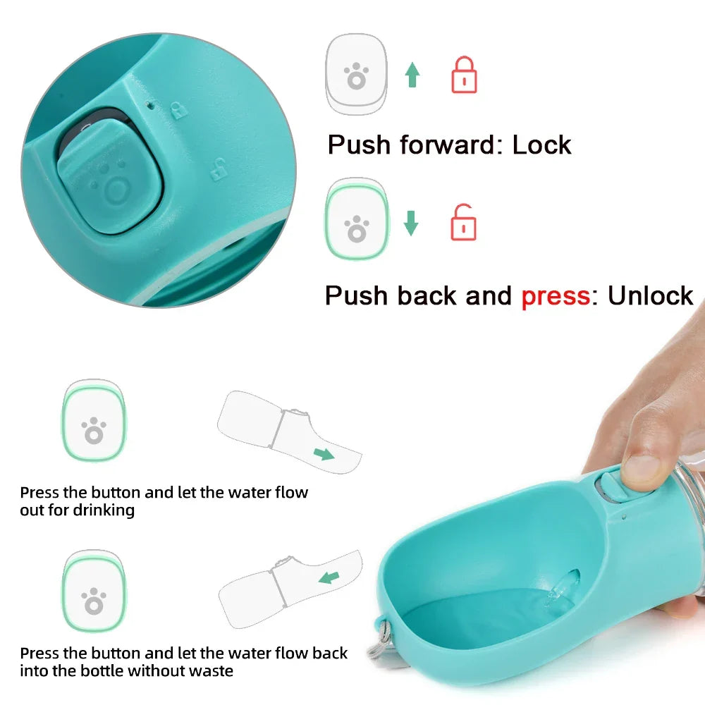 Portable Dog Water Bottle — Leakproof Walking Drinking Bowl for Cats & Dogs