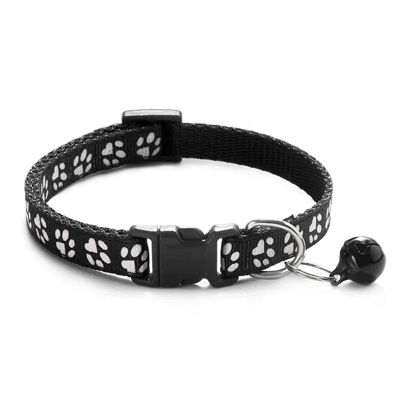 Cat Bell Collar with Dog Print — Multi-Color Necklace Ring Collar for Cats