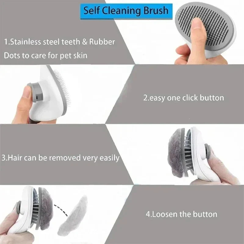 Self-Cleaning Pet Grooming Brush — Dematting Comb for Dogs & Cats