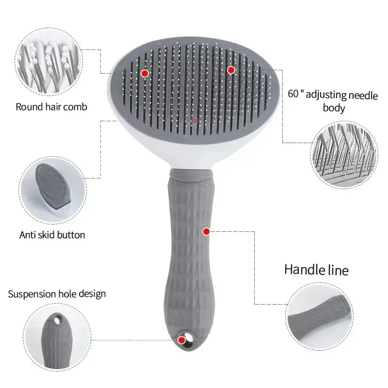 Self-Cleaning Pet Grooming Brush — Dematting Comb for Dogs & Cats